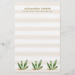 Glam Cactus Neutral Desert Stripes Stationery