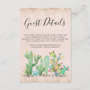 Glam Cactus Wedding Guest Details Card