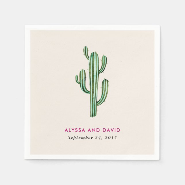 Glam Cactus Wedding Napkin (Front)