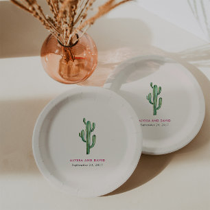 Glam Cactus Wedding Paper Plate