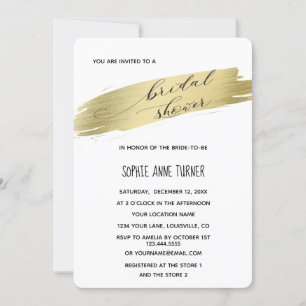 Glam Calligraphy Gold Stroke Bridal Shower Invitation