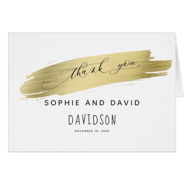 Glam Calligraphy Gold Stroke Thank you (Front Horizontal)
