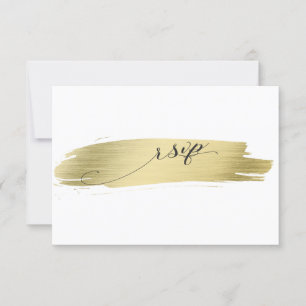 Glam Calligraphy Gold Stroke Wedding RSVP Card