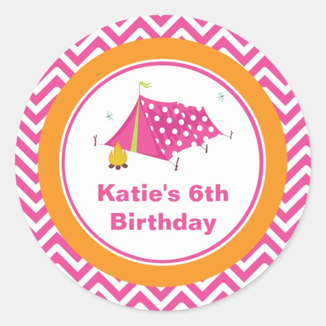 Glam Camp Makeover Girls Birthday Envelope Seal (Front)