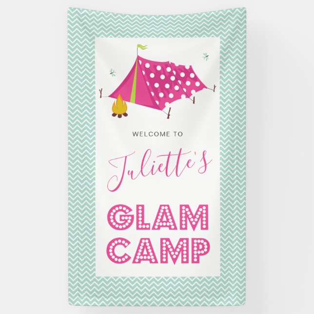 Glam Camp Makeover Spa Birthday Banner (Vertical)