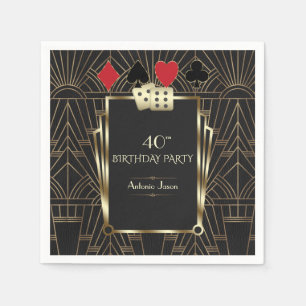 Glam Casino Great Gatsby 40th Poker Birthday Napkin