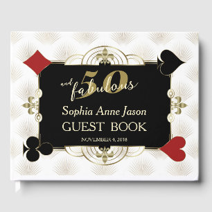 Glam Casino Poker 50 and Fabulous Birthday Party Guest Book