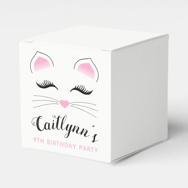 Glam Cat Birthday Party Favour Box (Front Side)