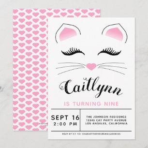 Glam Cat Birthday Party Invitation