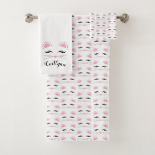Glam Cat Face Bath Towel Set