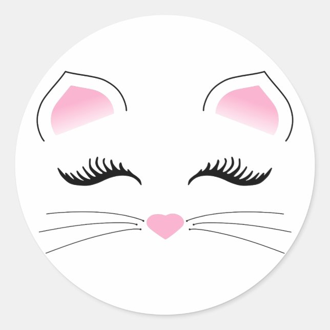 Glam Cat Face Classic Round Sticker (Front)