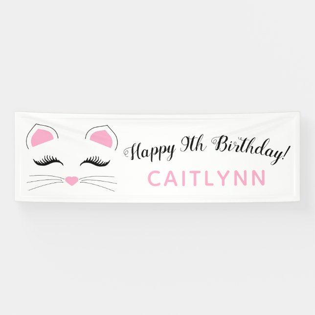 Glam Cat Happy Birthday Banner (Horizontal)