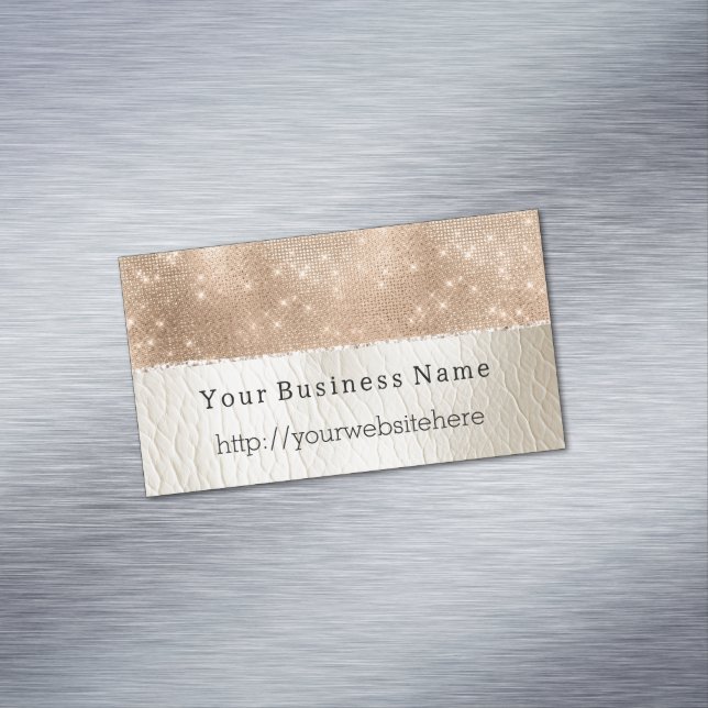 Glam Champagne Glitz Cream  Magnetic Business Card (In Situ)