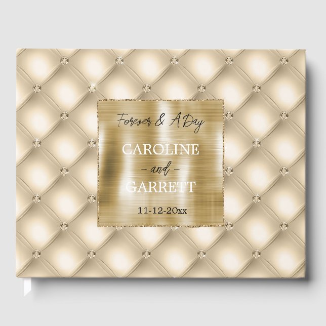 Glam Champagne Gold Glitzy DiamondsWedding Guest Book (Front)