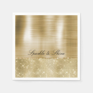 Glam Champagne Gold Glitzy Sparkle Napkin