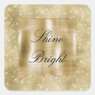 Glam Champagne Gold Glitzy Sparkle Square Sticker