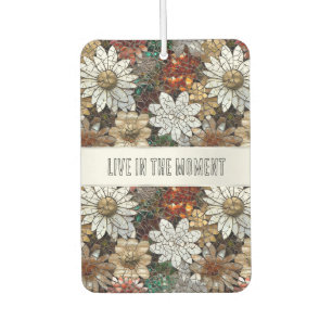 Glam Champagne Gold Red White Flowers Car Air Freshener