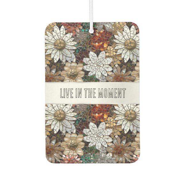 Glam Champagne Gold Red White Flowers Car Air Freshener (Front)