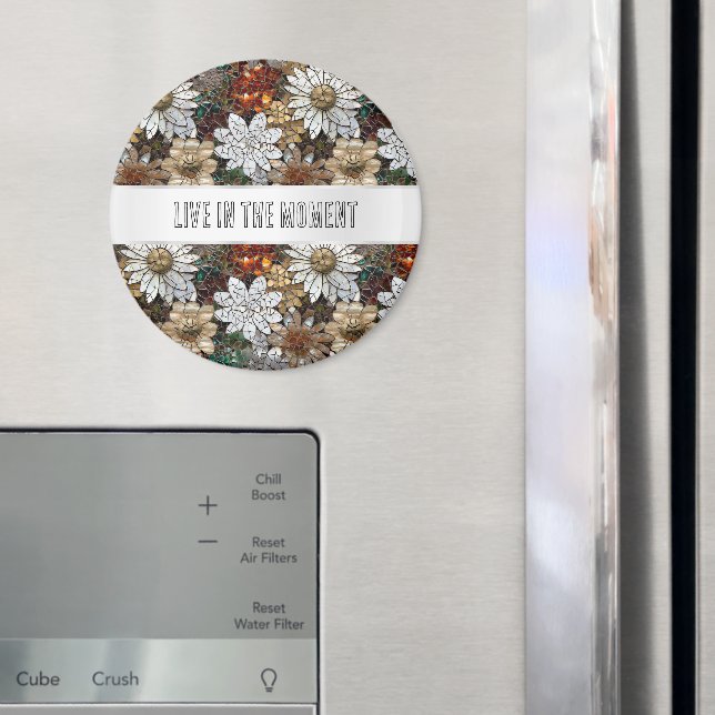 Glam Champagne Gold Red White Flowers Magnet (In Situ (Fridge))