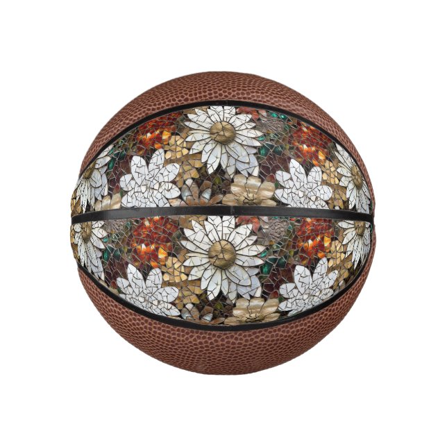 Glam Champagne Gold Red White Flowers Mini Basketball (Front)