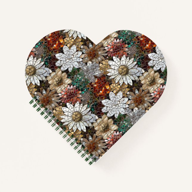 Glam Champagne Gold Red White Flowers Notebook (Front)