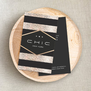 Glam Chic Black and Silver Sequins Business Card