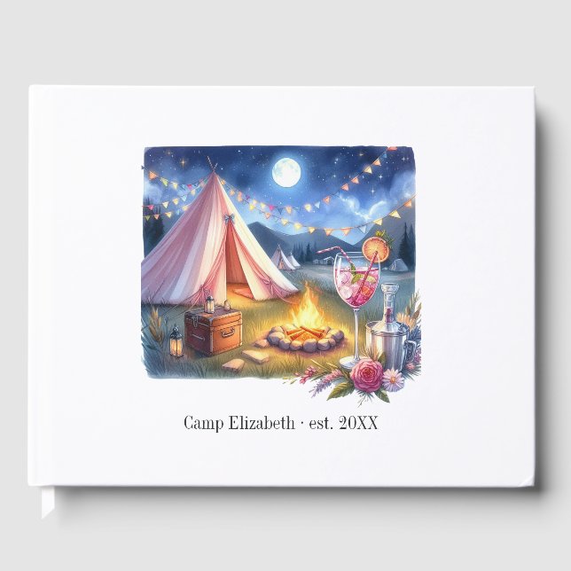 Glam Chic Camp Bride Bachelorette Weekend Guest Book (Front)