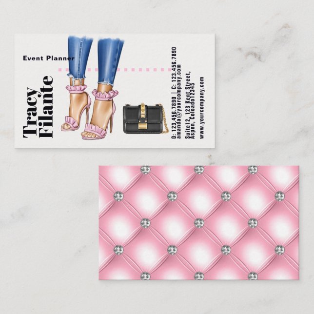 Glam Chic Diamond Fashion Business Card (Front/Back)