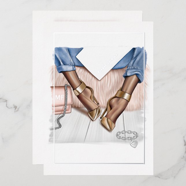 Glam Chic Fashion Show Foil Invitation (Front/Back)