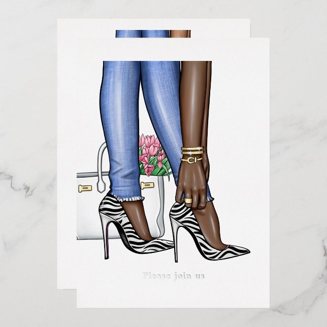 Glam Chic Fashion Show Foil Invitation (Front/Back)