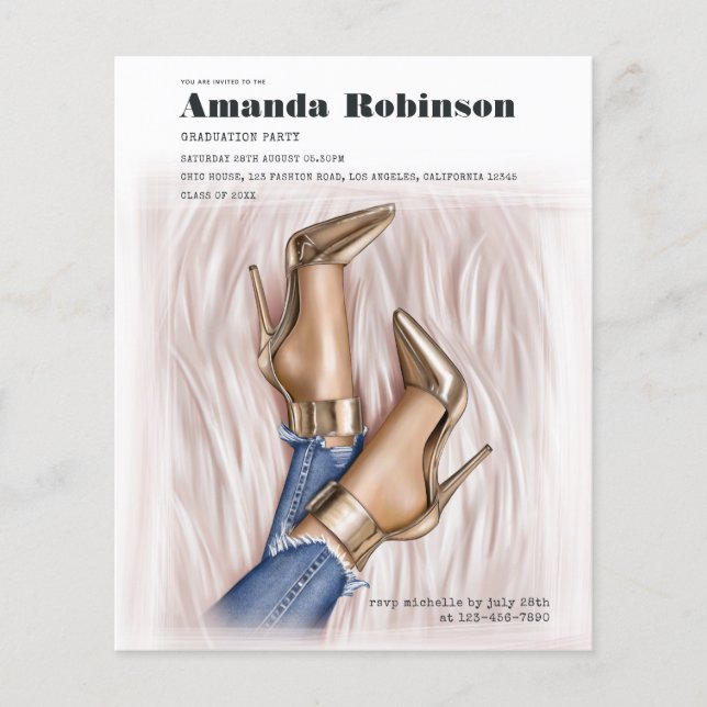 Glam Chic Fashion Show Graduation Party Invitation Flyer (Front)