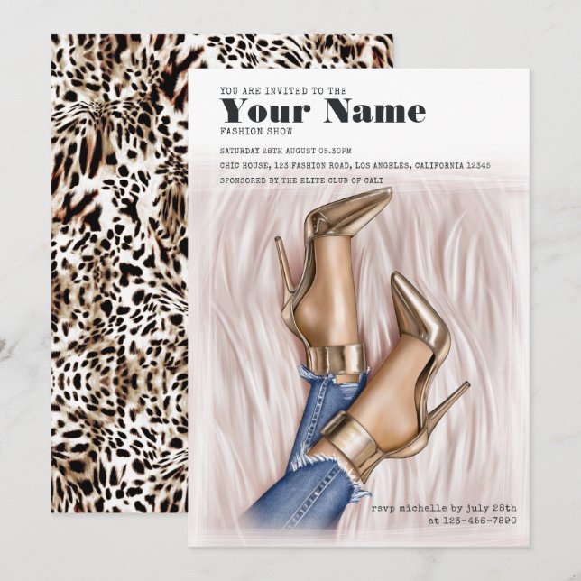 Glam Chic Fashion Show Invitation (Front/Back)