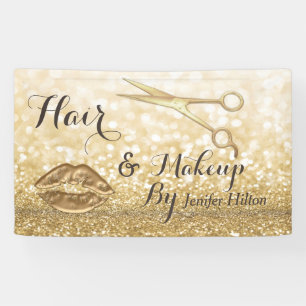 Glam chic Gold faux glitters scissors lips Banner