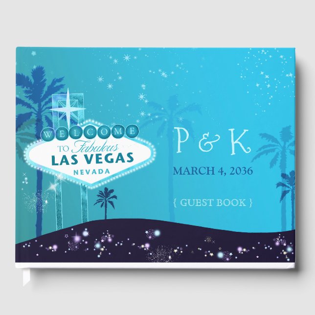 Glam Chic Las Vegas Wedding Monogram Guest Book (Front)