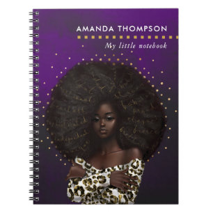 Glam Chic Leopard Skin Afro-American  Notebook