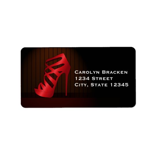 Glam Chic Red High Heels Spotlight Return Address Address Label