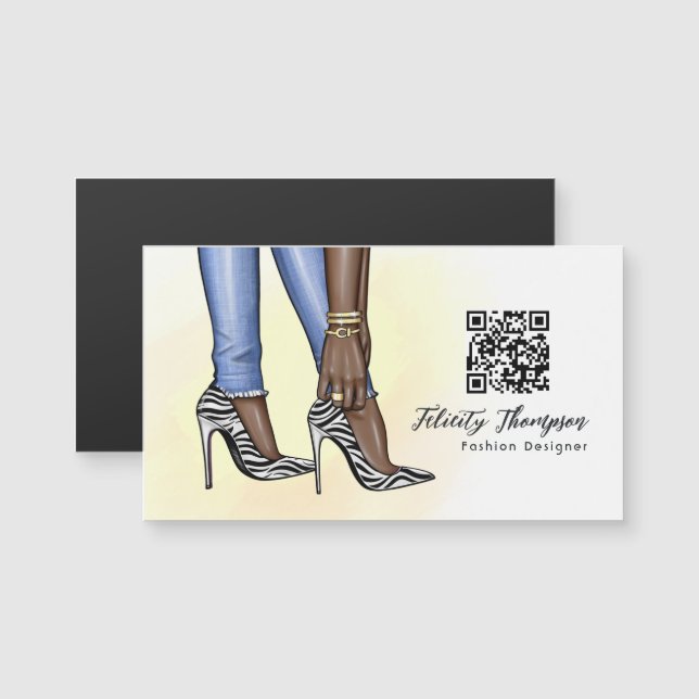 Glam Chic Zebra Fashion QR Code (Front/Back)