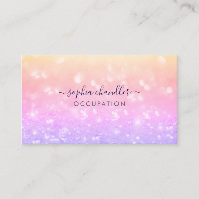 Glam Classy Glitter Colourful, Script Name Business Card (Front)