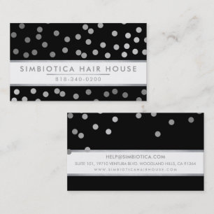 GLAM CONFETTI modern cute dot pattern silver black Business Card