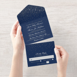 Glam Confetti Wedding Real Foil Pressed All In One Invitation