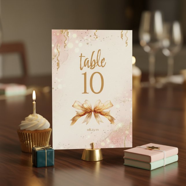 Glam Coquette Bow Sweet 16 Blush Table No. ID1289 Invitation (Creator Uploaded)