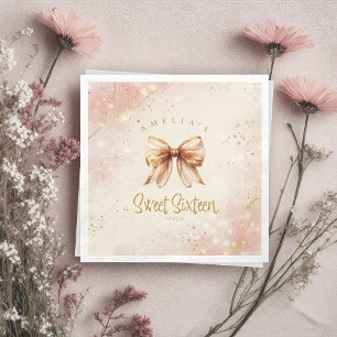 Glam Coquette Bow Sweet Sixteen Blush ID1289 Napkin