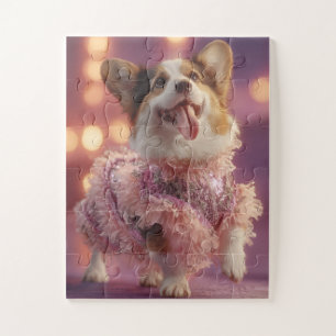 Glam Corgi in Pink – Cute Puzzle