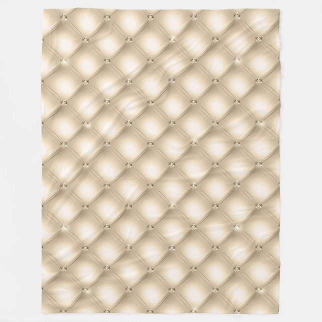 Glam Cream Champagne Diamond Glitz Wedding  Fleece Blanket (Front)