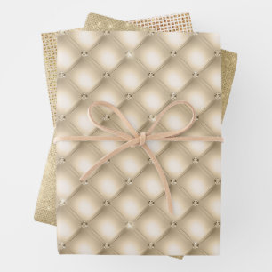 Glam Cream Champagne Diamond Glitz Wedding Wrapping Paper Sheet