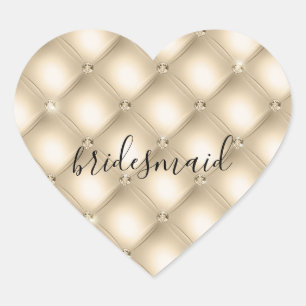 Glam Cream Champagne Diamond Heart Sticker