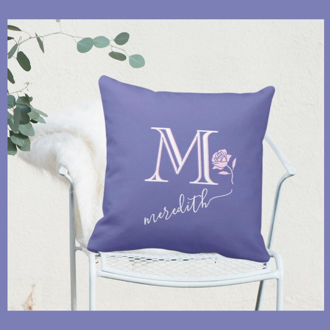 Glam Custom Monogram Name Rose Cushion (Creator Uploaded)