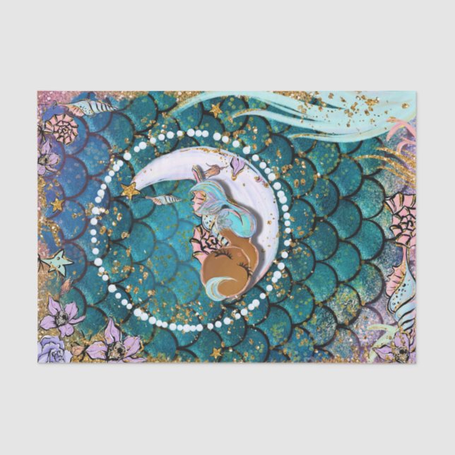 Glam Dark Mermaid Boy Baby Shower Birthday Party Tissue Paper (Front)