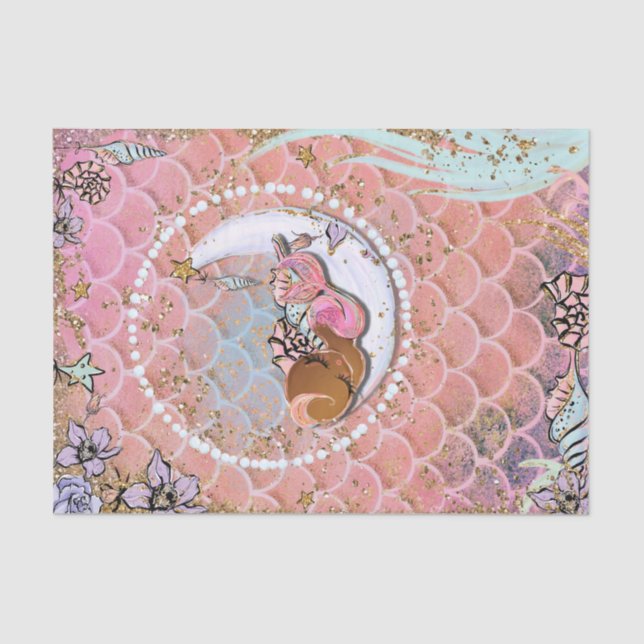 Glam Dark Mermaid Girls Baby Shower Birthday Party Tissue Paper (Front)
