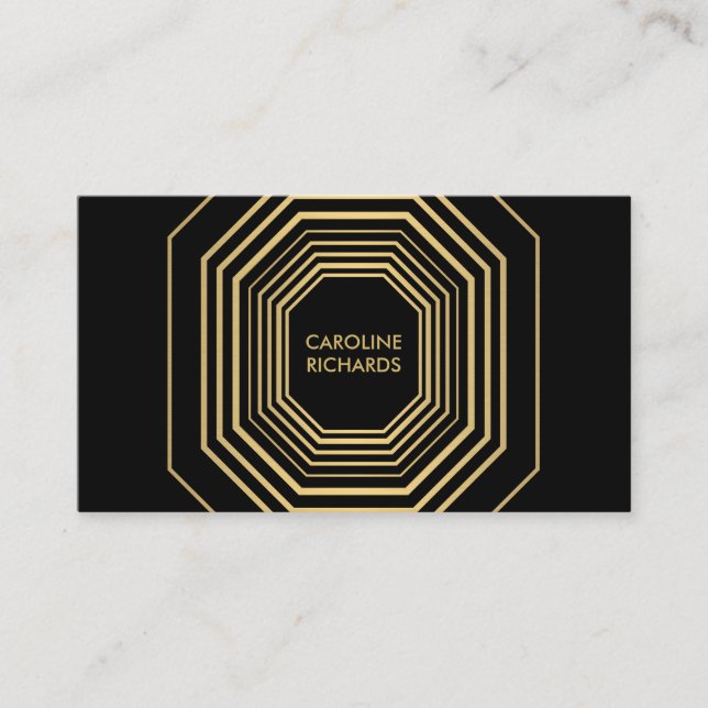 Glam Deco Gold and Black Fashion and Design Business Card (Front)